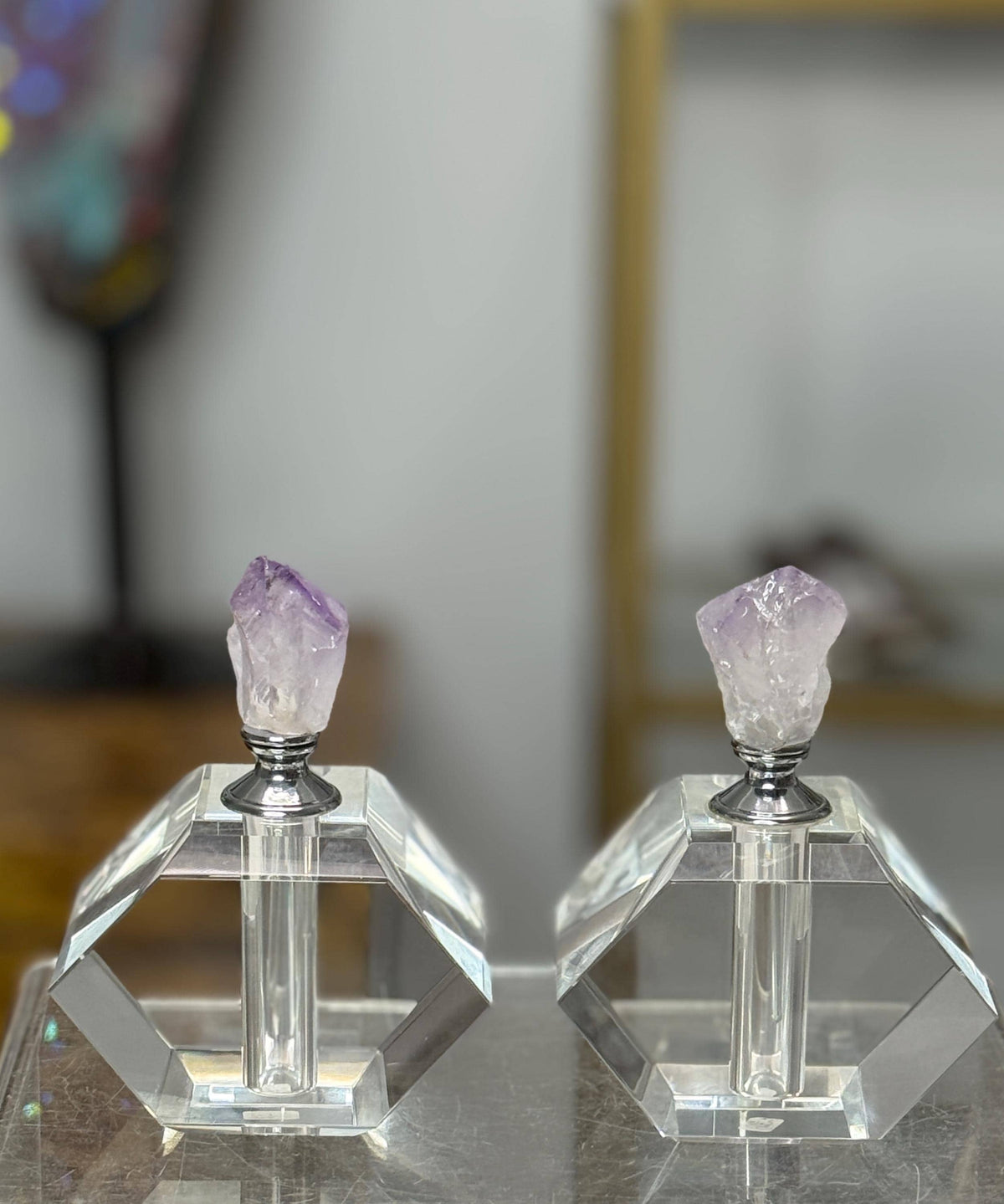 Amethyst Perfume Bottle, Decorative Bottles, Essential Oil Vessel Gift for Her