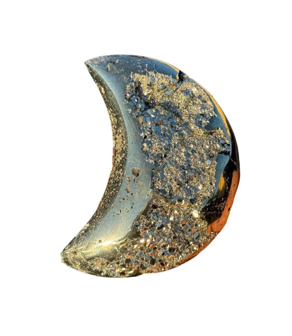 Pyrite Moon Crystal: Abundance Crystal, Celestial Altar Decor