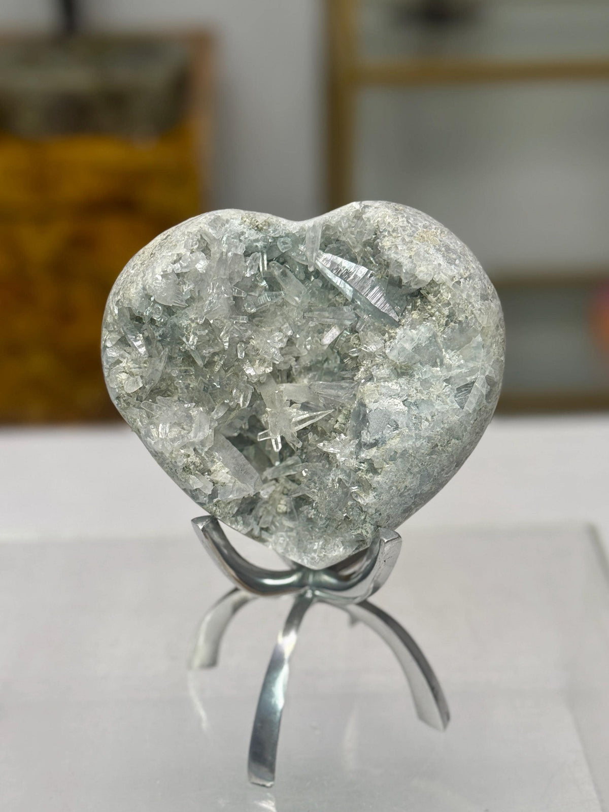 Large Celestite Heart, Gift for Crystal Lover, Something Blue Wedding Gift
