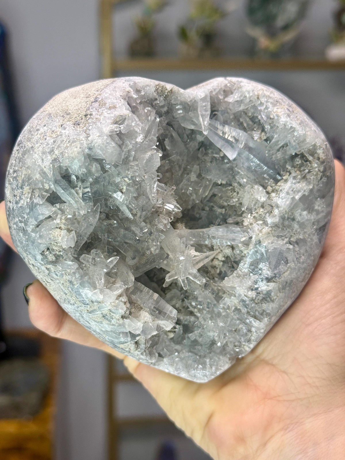 Large Celestite Heart, Gift for Crystal Lover, Something Blue Wedding Gift