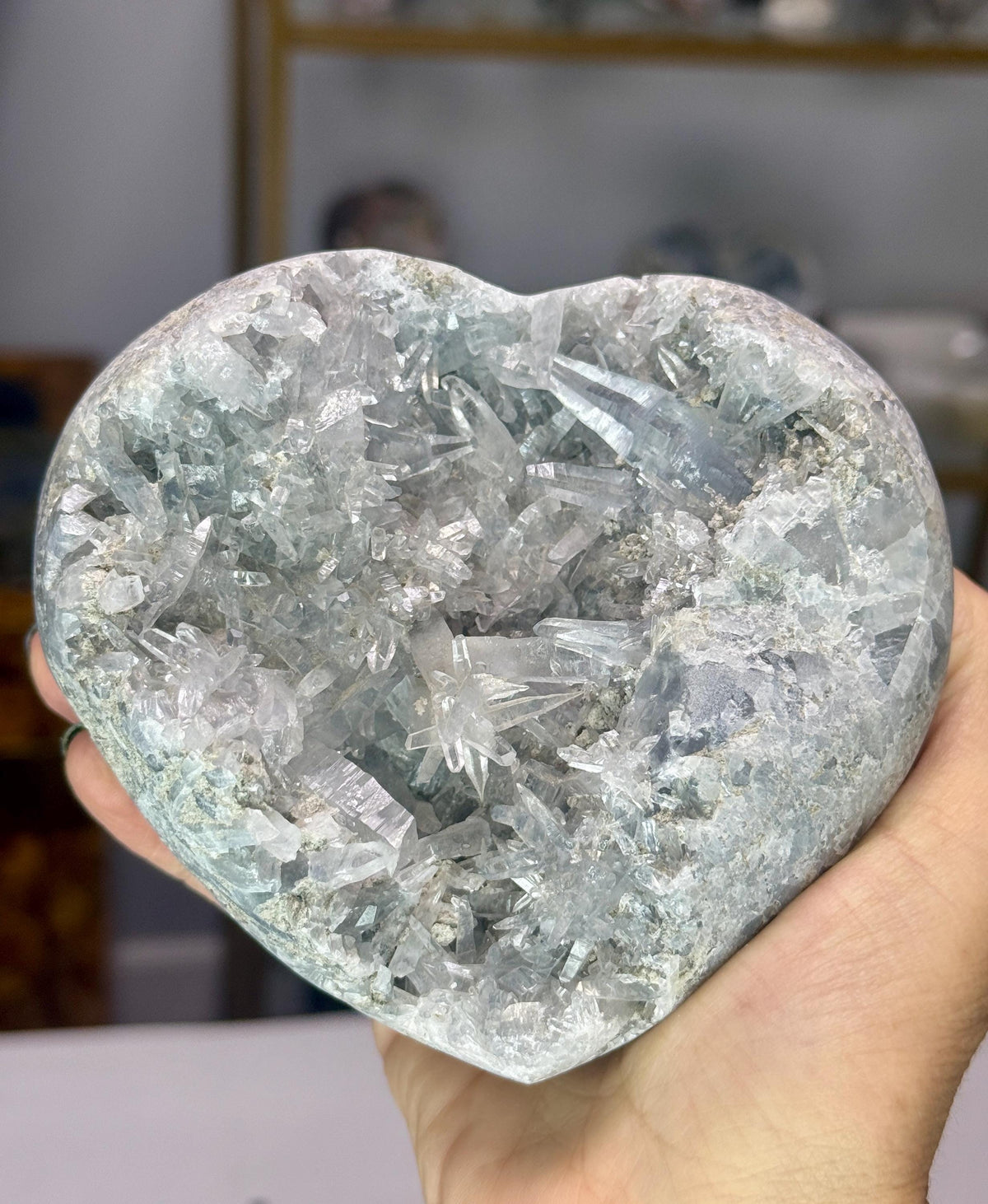 Large Celestite Heart, Gift for Crystal Lover, Something Blue Wedding Gift