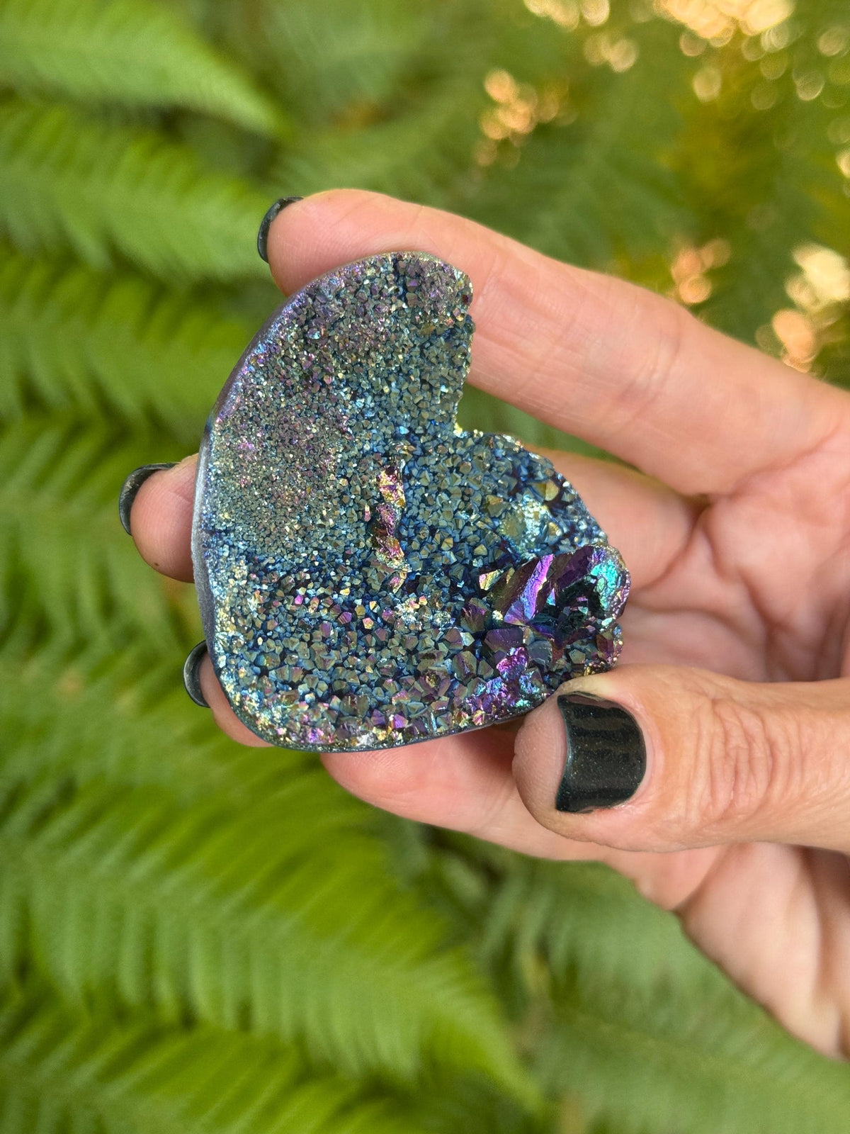 Titanium Aura Amethyst Heart: Gift for Her, Rainbow Quartz Crystal Decor