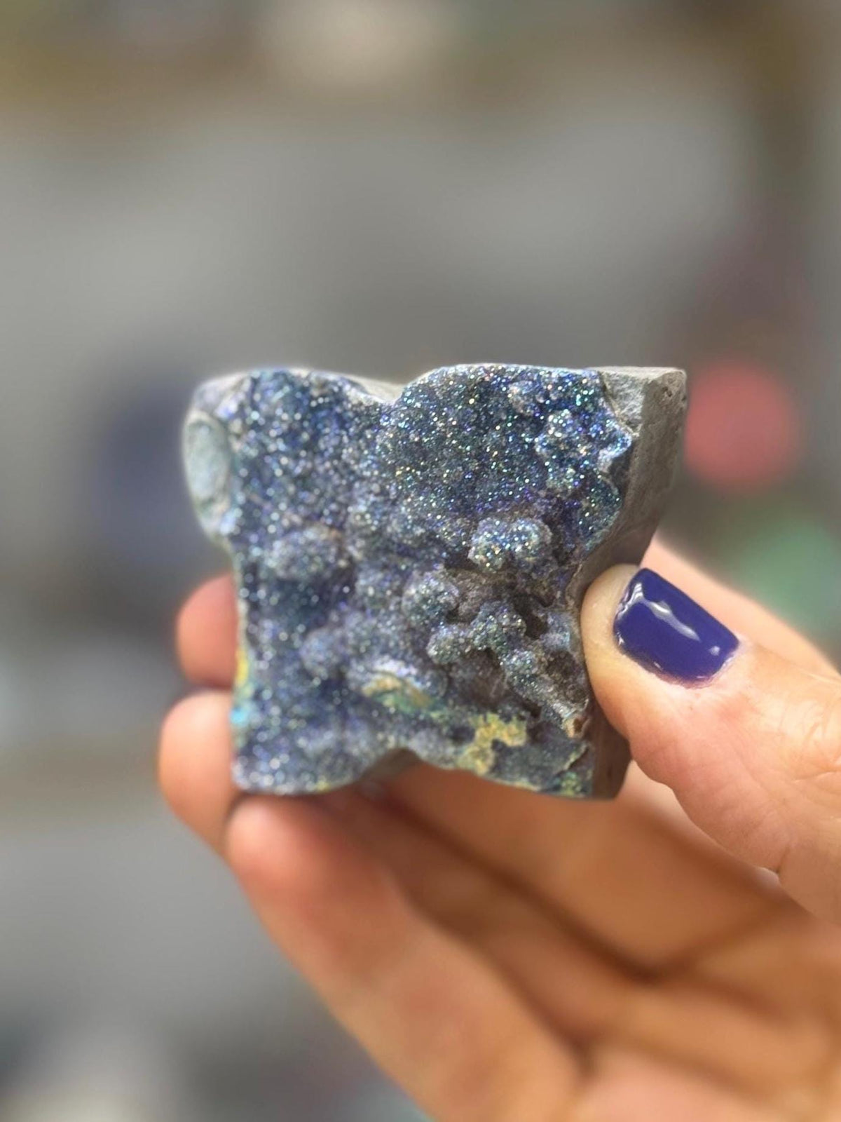 Aura Druzy Butterfly Carving | Aura Agate Butterfly Decor | Iridescent Crystal Collectible | Spiritual Gift