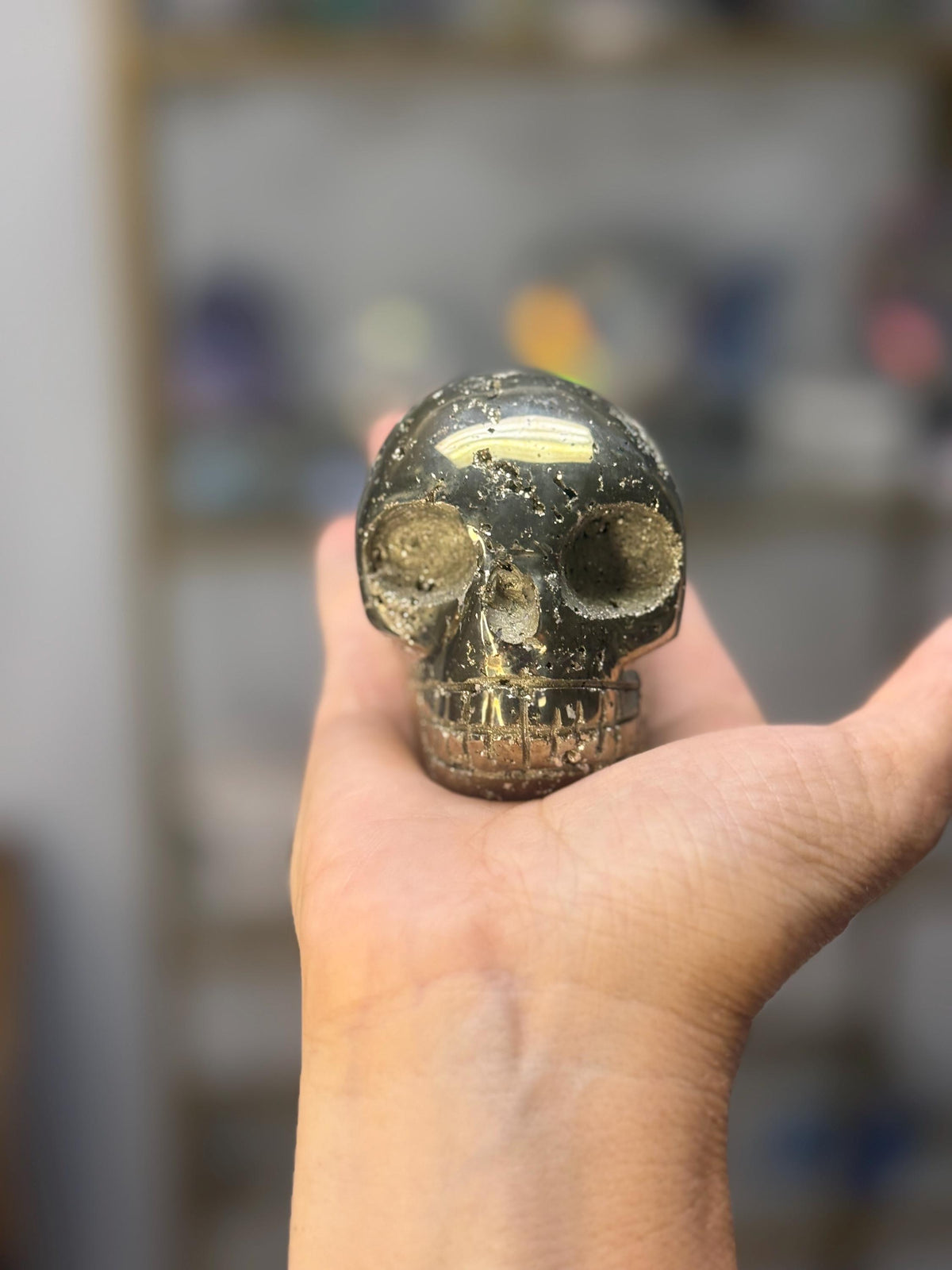 Pyrite Skull Carving: Abundance, Protection, Grounding Crystals