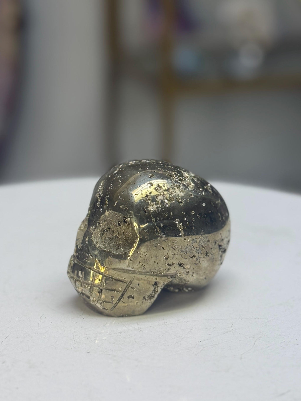 Pyrite Skull Carving: Abundance, Protection, Grounding Crystals