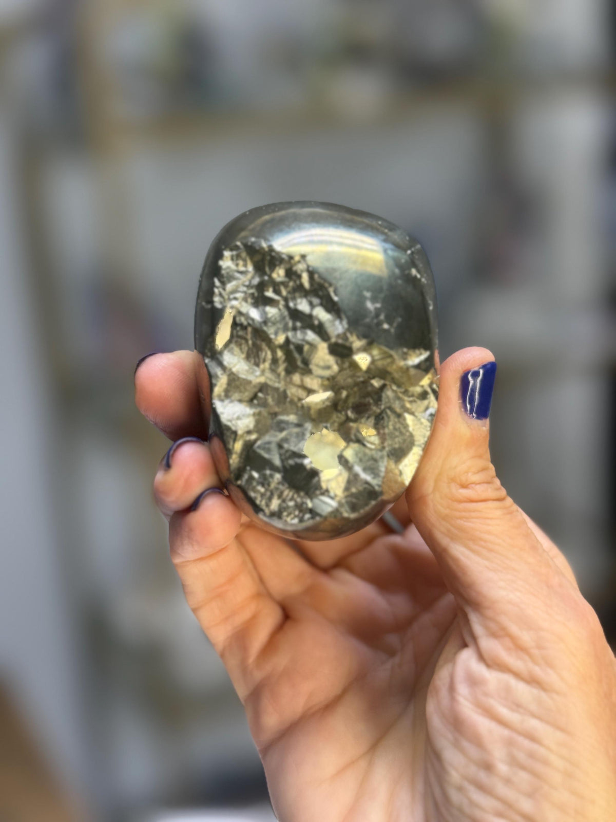 Pyrite Crystal Skull Carving: Crystal for Protection, Grounding, Abundance, Halloween Crystals