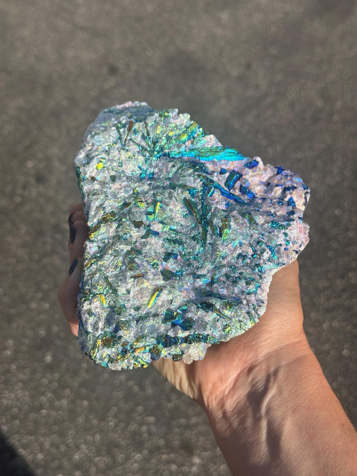 Aura Black Tourmaline Cluster | Angel Aura Crystal Decor | Rainbow Black Tourmaline Specimen | Healing Crystal Home Decor Gift