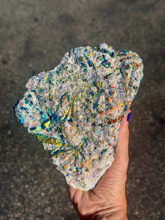 Aura Black Tourmaline Cluster | Angel Aura Crystal Decor | Rainbow Black Tourmaline Specimen | Healing Crystal Home Decor Gift