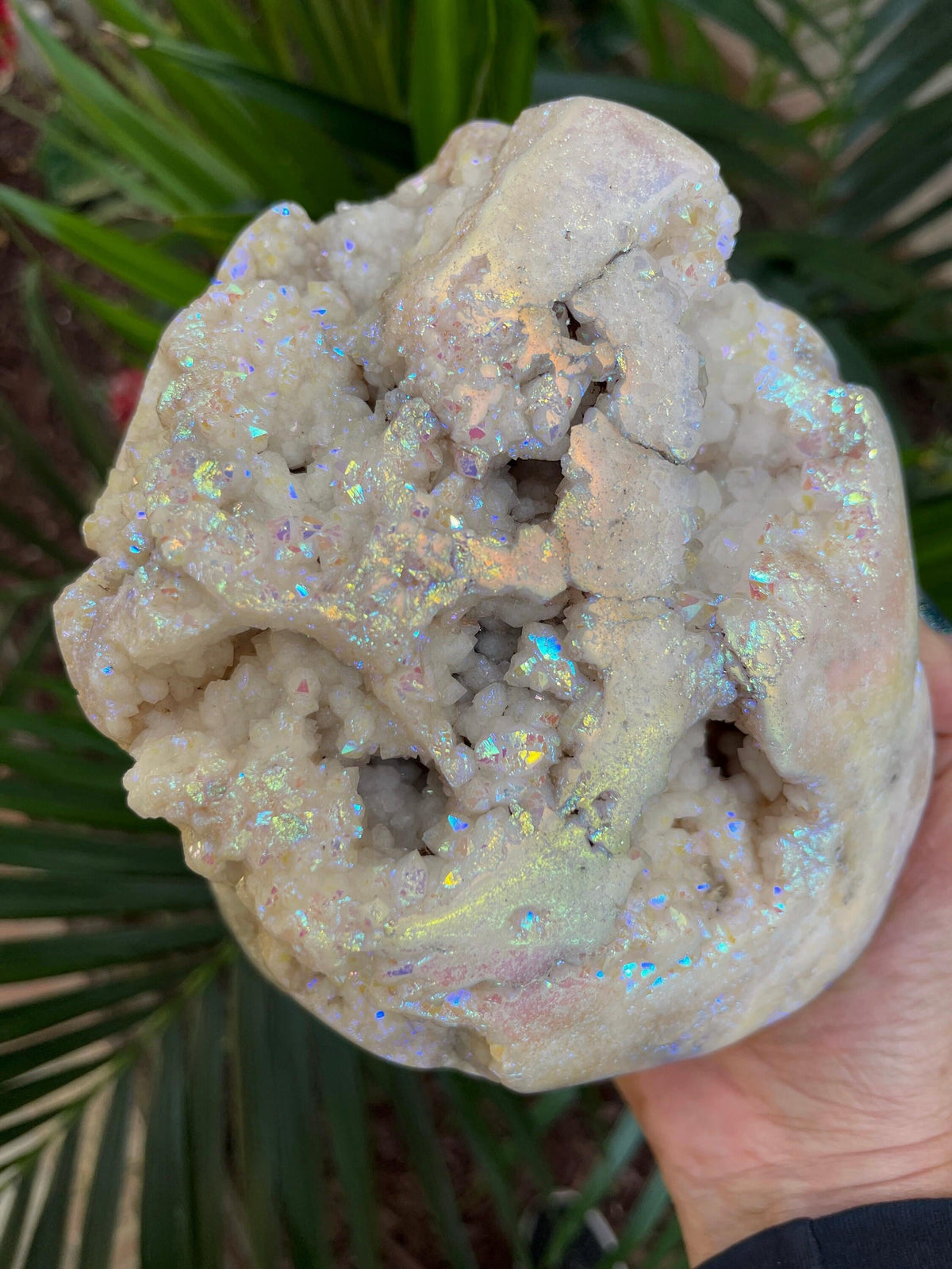 Large Aura Pink Amethyst Freeform: Druzy Crystal Home Decor
