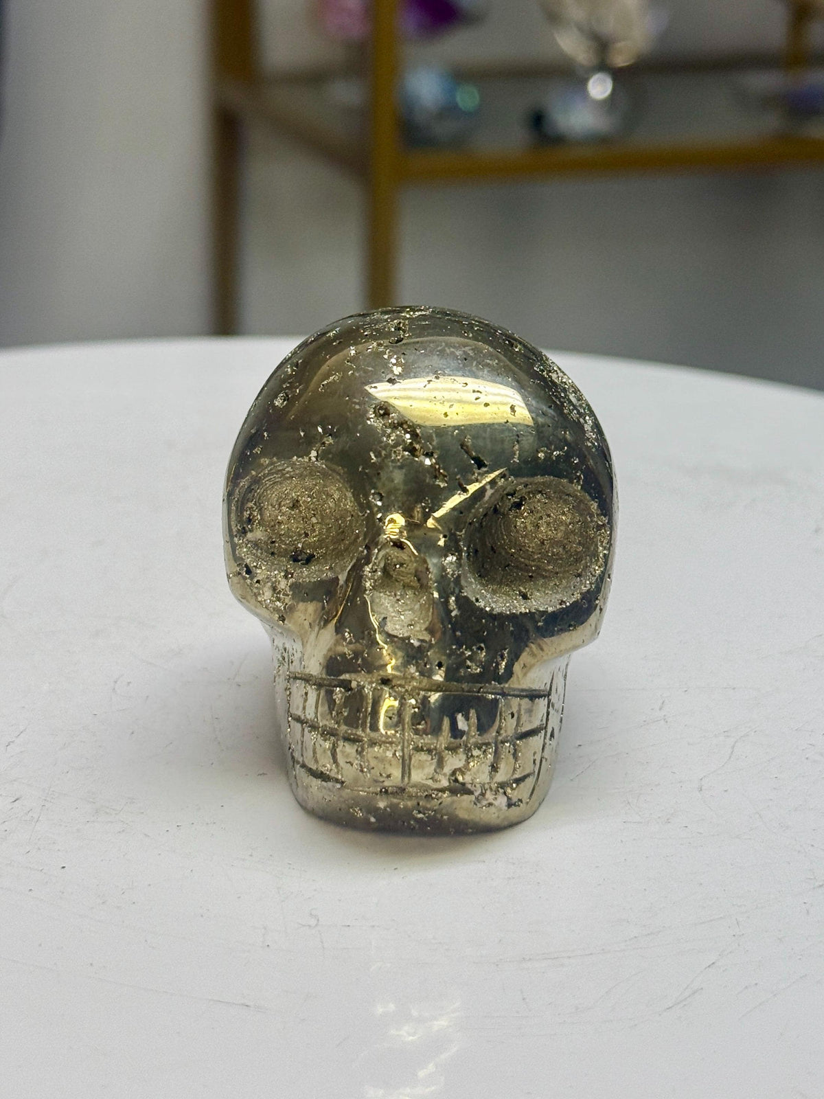 Pyrite Skull Carving: Abundance, Protection, Grounding Crystals