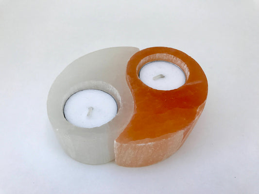 Selenite Yin Yang Candle Holder, Home Decor, Home Accessories, Garden Decor, Healing Crystals, Metaphysics, Feng Shui, Reiki, Balance