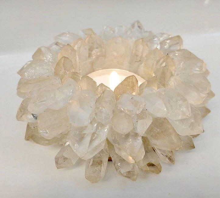 Quartz Crystal Point Candle Holder, Gemstone Candles, Home Accessories, Home Decor, Meditation, Succulent Planter