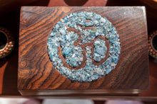 Om Keepsake Wooden Box, Pyrite Om, Turquoise. Aqua Aura, Home Decor, Metaphysical, Home Accessories, Reiki, Om Box, Feng Shui, Crystals