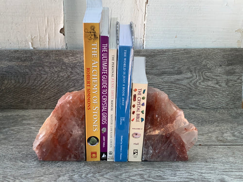 Hematoid Quartz Crystal Bookends, Crystal Home Accessories, Home Decor, Books, Reiki, Chakra, Meditation Tools, Altar, Library, Sacred Space