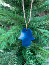 Agate Hamsa, Agate Ornament, Christmas Ornaments, Christmas Tree, Holiday Decor, Gemstone Ornaments, Blue Hamsa