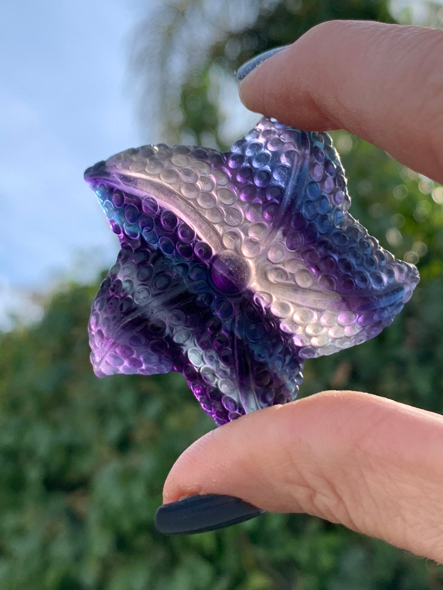 Fluorite Starfish, Rainbow Fluorite, Fluorite Carving, Crystal Starfish, Sea Star, Beach Theme, Ocean Theme Decor, Crystal Shop