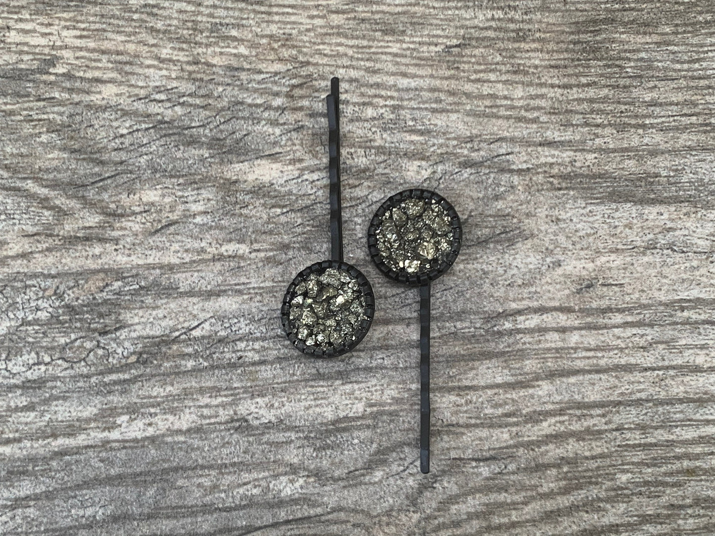 Pyrite Hair Accessories, Pyrite Bobby Pins, Pyrite Hair Pins, Crystal Bobby Pins, Hair Jewelry