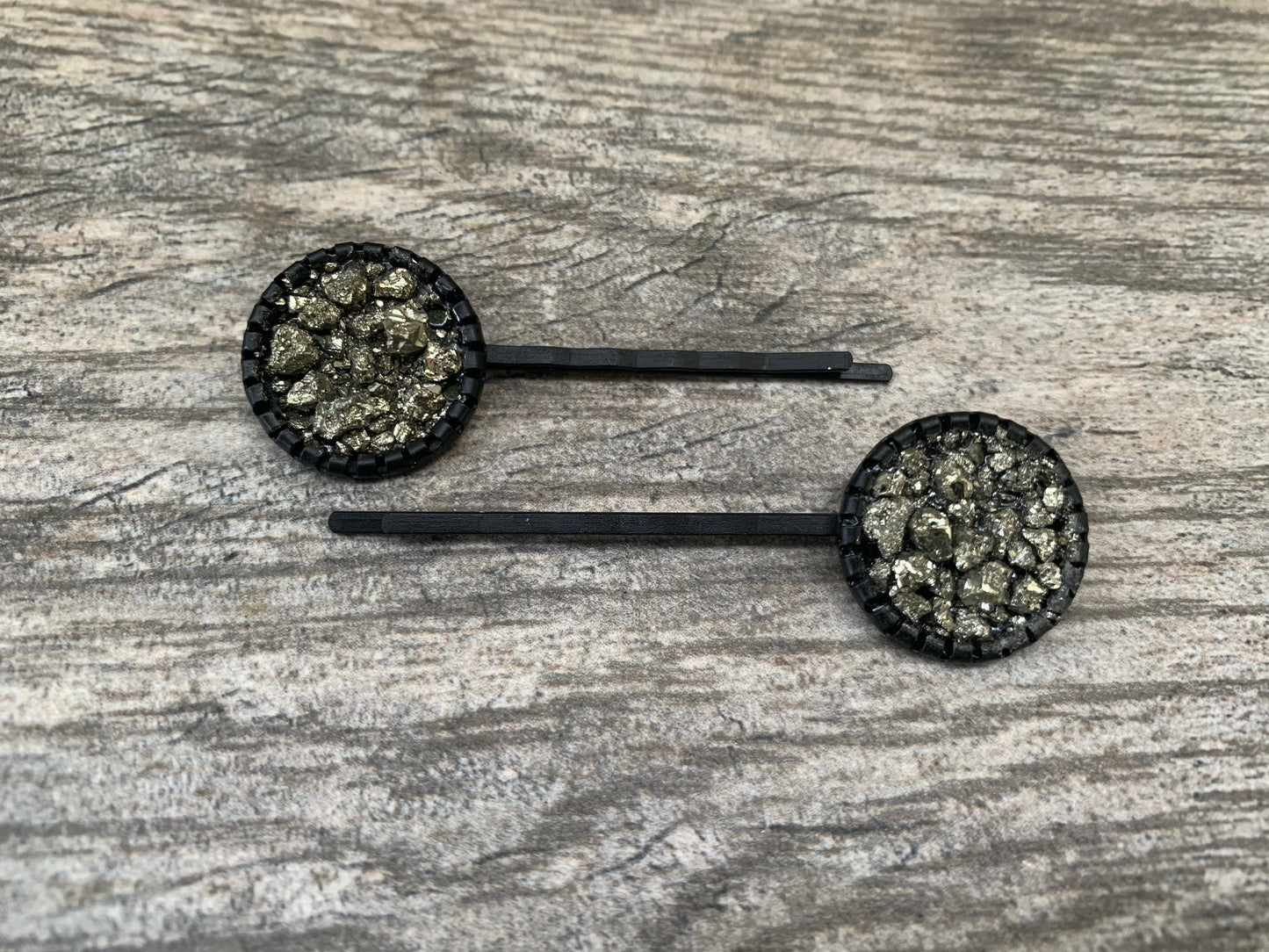 Pyrite Hair Accessories, Pyrite Bobby Pins, Pyrite Hair Pins, Crystal Bobby Pins, Hair Jewelry