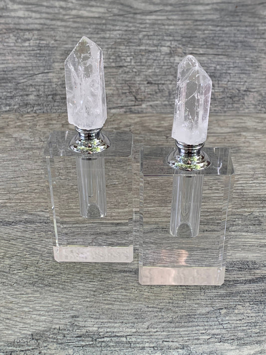 Quartz Crystal Perfume Bottle, Crystal Point Perfume Bottle, Decorative Bottles, Perfume Accessories, Essential Oils, Rock Crystal