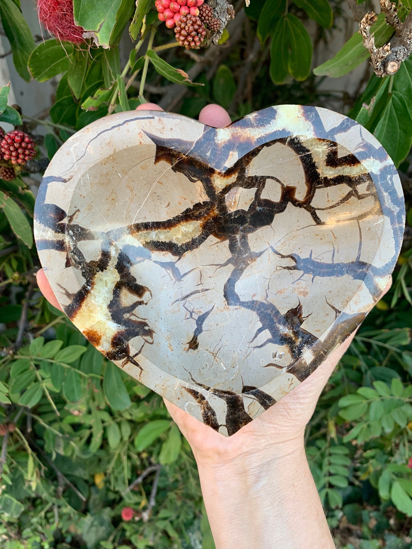 Heart Bowl,Hearts, Large Septarian Bowl, Septarian Heart Dish, Calcite Bowl, Home Decor, Home Accessories, Reiki, Crystal Shop