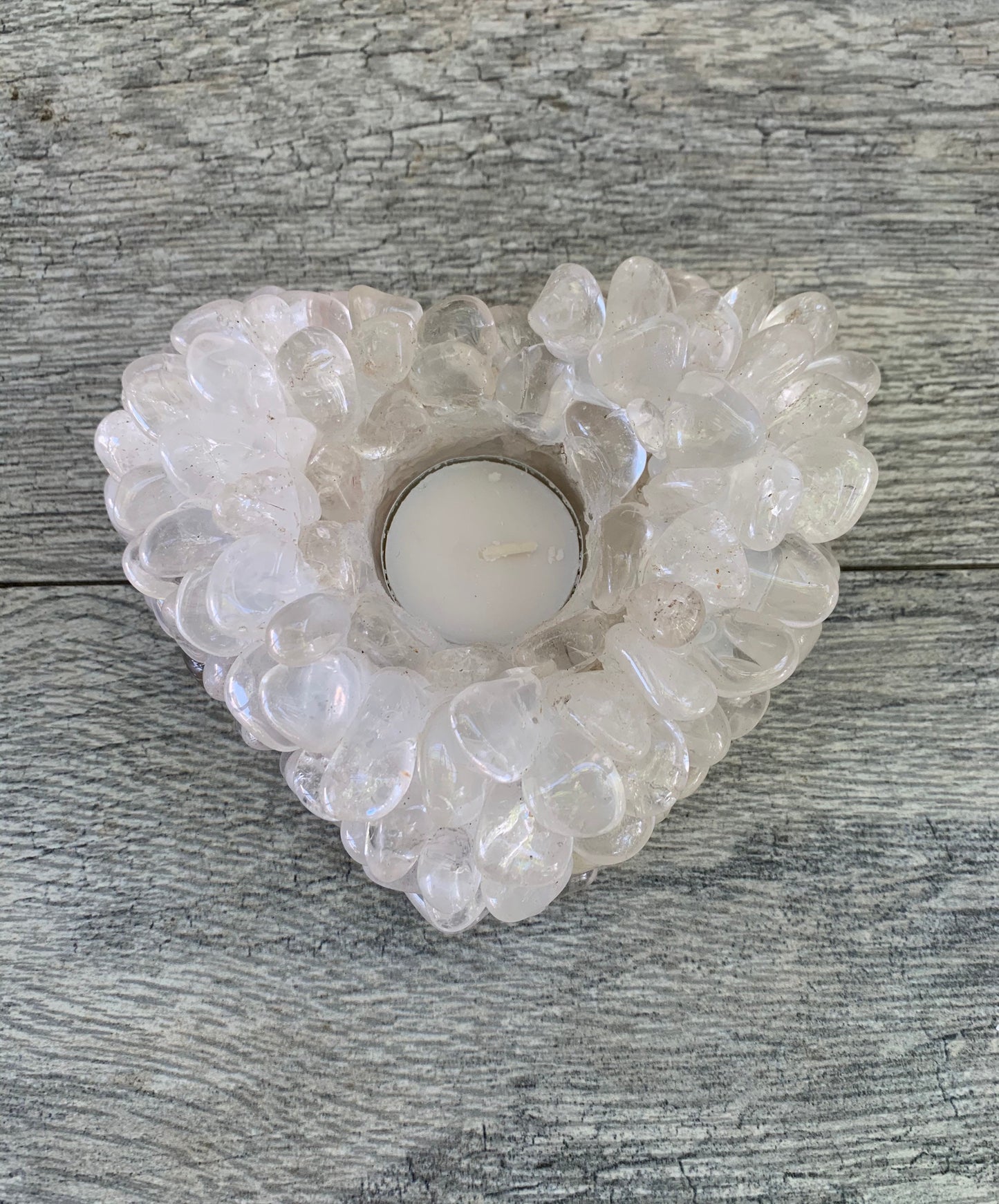 Quartz Crystal Heart Candle Holder, Crystal Hearts Gemstone Candles, Votive Holder, Home Accessories, Home Decor, Crystsl Shop