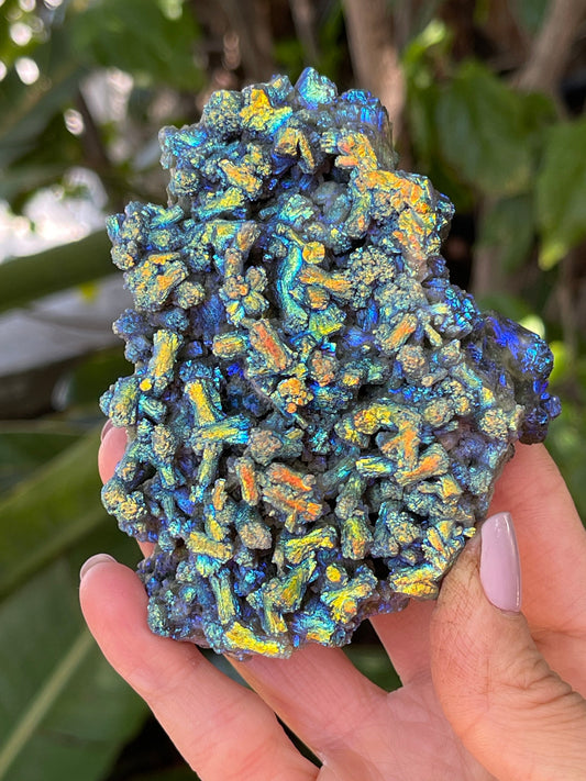 Large Aura Prehnite Cluster, Angel Aura, Aura Crystals, Aura Quartz, Rainbow Aura, Spiritual Tools, Rocks and Geodes, Custom Aura