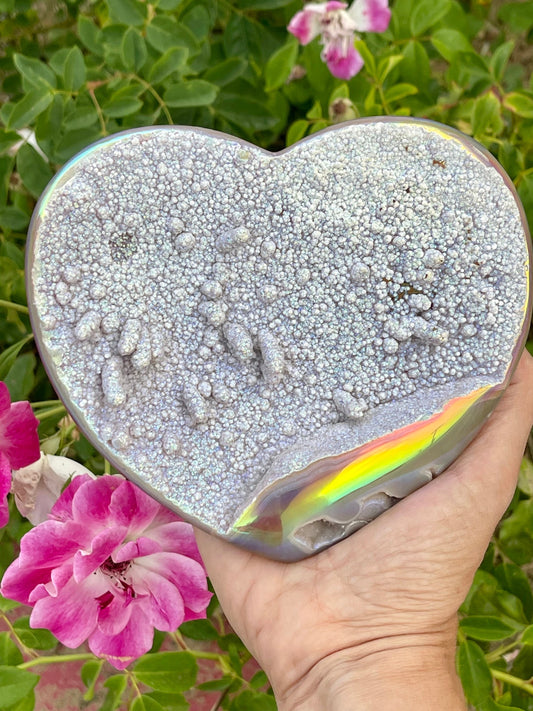 Druzy Aura Heart, Angel Aura Heart, Aura Agate Heart, Aura Crystals, Angel Aura Quartz, Crystal Hearts