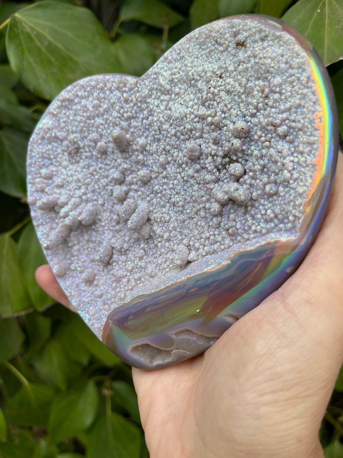 Druzy Aura Heart, Angel Aura Heart, Aura Agate Heart, Aura Crystals, Angel Aura Quartz, Crystal Hearts