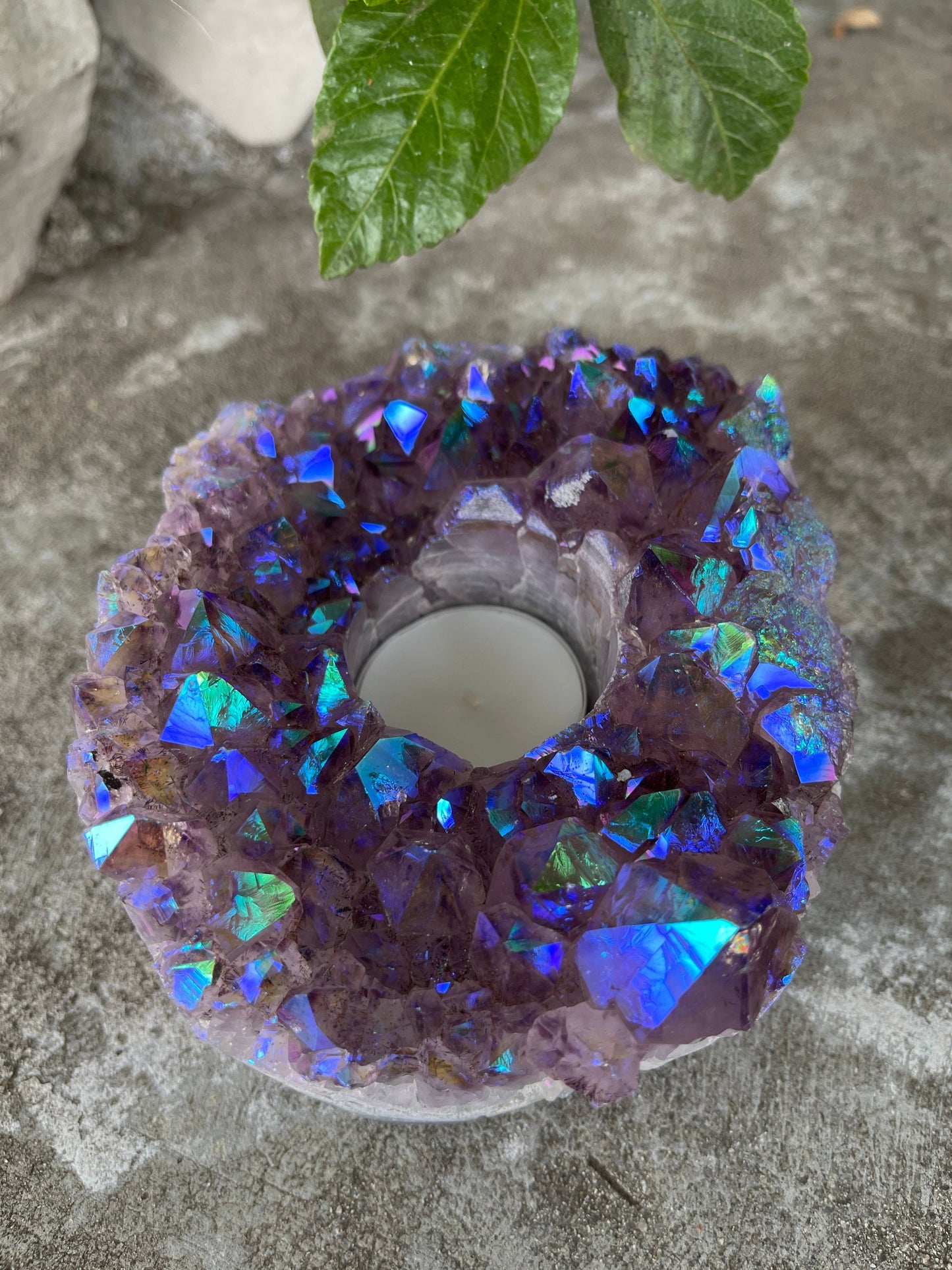 Angel Aura Amethyst Candle holder, Aura Amethyst Cluster, Home Accessories, Home Decor, Air Planter,Amethyst, Aura Crystals, Aura Quartz