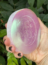 Angel Aura Moon Selenite Charging Plate, Etched Selenite Moon Design, Selenite Disc, Sacred Space, Astrology, Crescent Moon, Energy Clearing