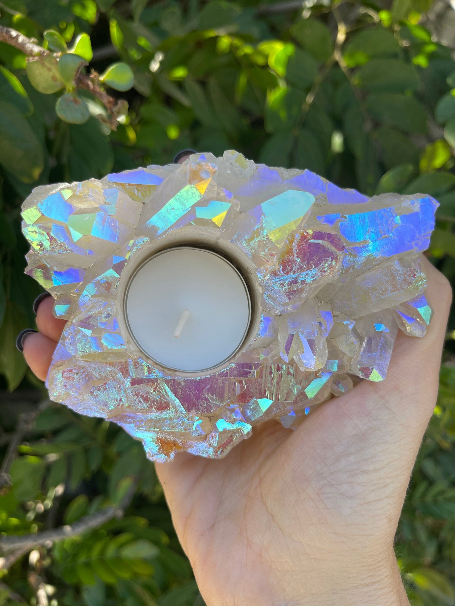 Angel Aura Candle Holder, Air Plants, Aura Quartz Cluster, Home Accessories,Home Decor, Quartz, Reiki, Chakra, Meditation, Altar