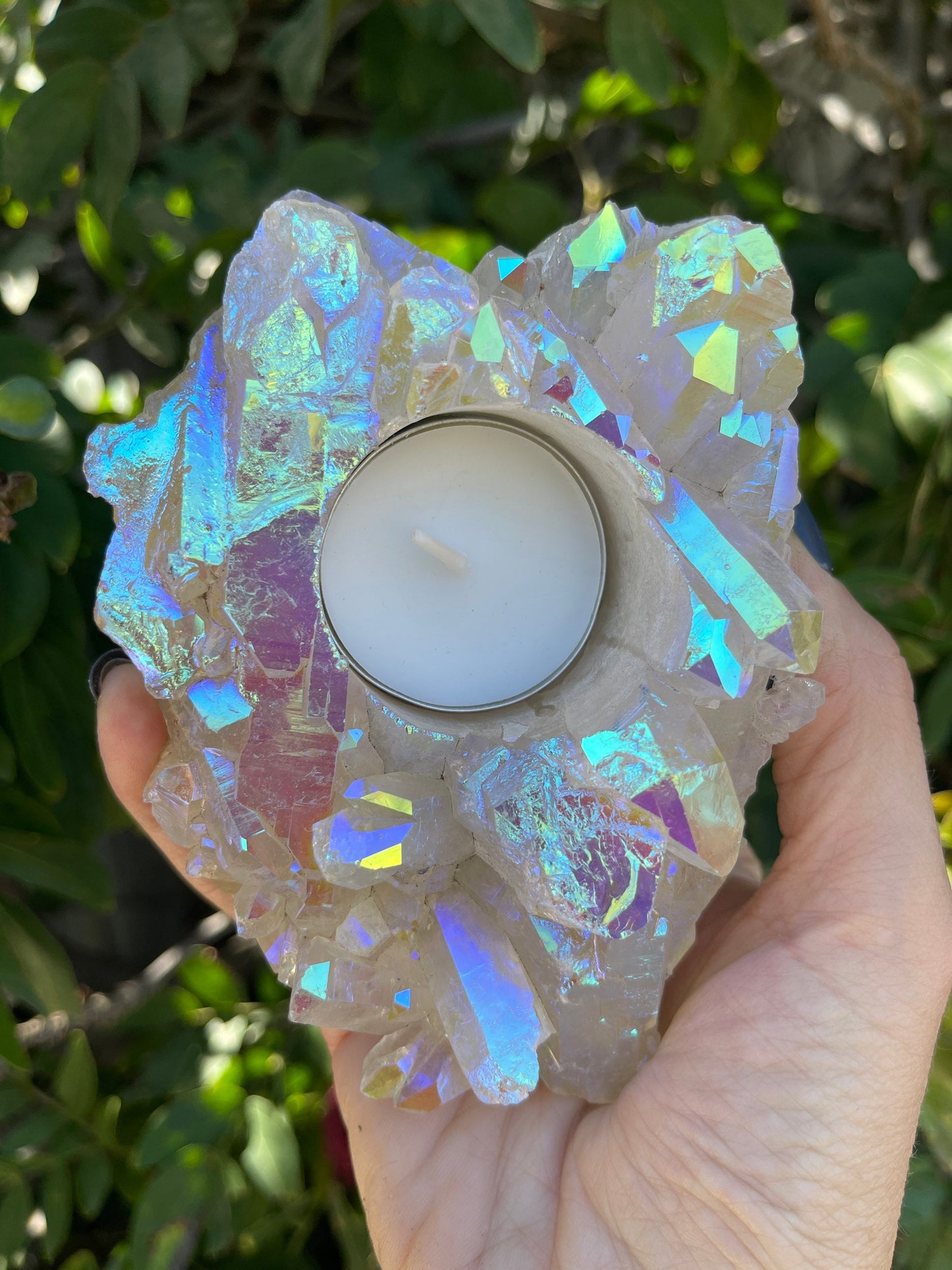 Angel Aura Candle Holder, Air Plants, Aura Quartz Cluster, Home Accessories,Home Decor, Quartz, Reiki, Chakra, Meditation, Altar