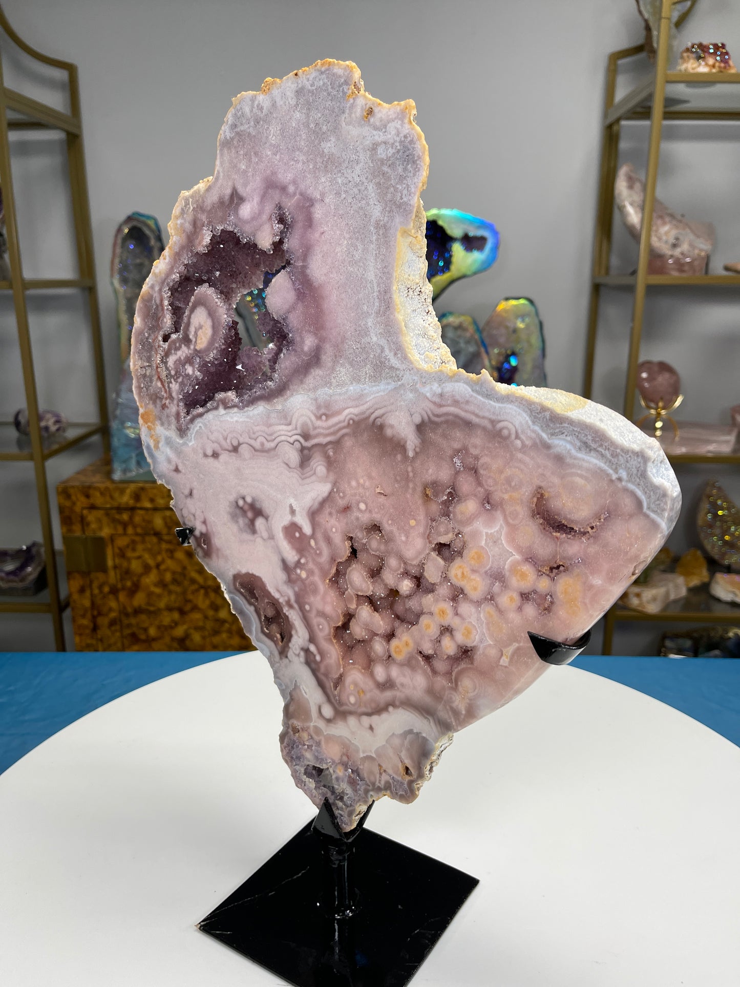 Pink Amethyst Free Form on Stand, Raw Pink Amethyst Druzy,Amethyst Home Accessories, Home Decor, Amethyst, Reiki, Crystals, Meditation